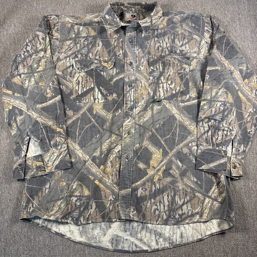 Mossy Oak Men’s Brand Camo Button Up Chamois Shirt XL Soft Clean Hunting